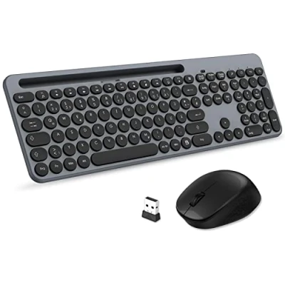 Image of LeadsaiL Keyboard Mouse Sets Wireless Ergonomic and Keyboard, PC in Standard Size, German QWERTZ Layout, Quiet Click Button, MacOS, Laptop