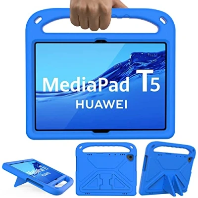 Image of GOZOPO Kids Case for Huawei MediaPad T5 10 (10.1&quot;) Shockproof Handle Stand Cover Kid Proof 10.1&quot; (Blue)