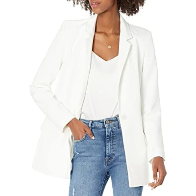 Image of The Drop Women&#039;s Blake Long Blazer, Ivory, 3XL Plus