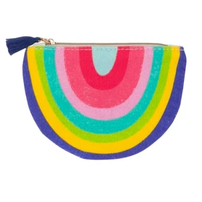 Image of Draeger Paris Rainbow Print Coin Purse, Multicolored, Cotton Zip Purse