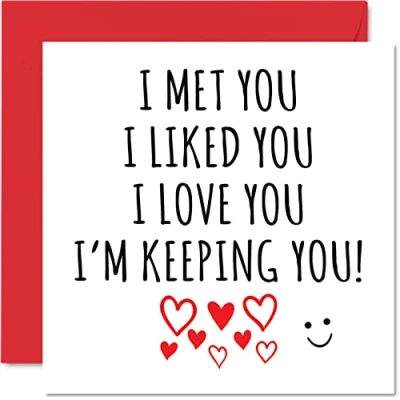 Image of Funny Love You Anniversary Card I Met Liked Keeping Valentine&#039;s Day Cards for Girlfriend Boyfriend Couple, 145mm x Greeting Cards, Birthday Valentines Husband Wife Partner Gay LGBT