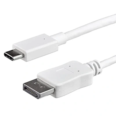 Image of StarTech.com 3ft/1m USB C to DisplayPort 1.2 Cable 4K 60Hz Adapter HBR2 Type DP Alt Mode Monitor Video Works w/ Thunderbolt 3 White (CDP2DPMM1MW)