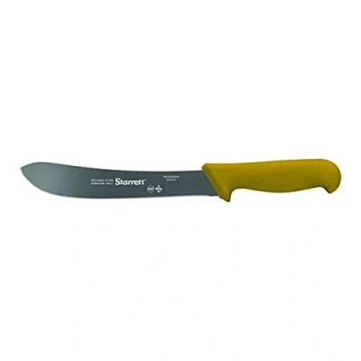 Image of Starrett Professional Stainless Steel Chefs Steak Knives Narrow Curved Profile 8 inch (200mm) Yellow Handle