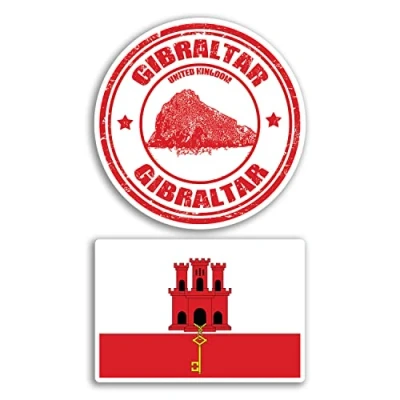 Image of 2 x 10cm Wide Gibraltar Vinyl Stickers United Kingdom Landmarks Holiday Travel Adventure Map Flag Country Scrapbooking Gift #78749