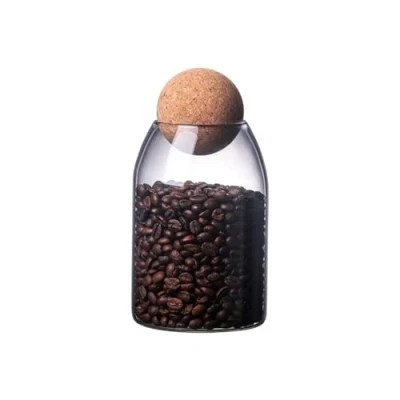 Image of La Llareta Glass Food Storage Canister, 750ml/26oz Airtight Sealed Container Clear Jar, with Cork Lid, for Spices, Sugar, Coffee, Biscuits, Candies
