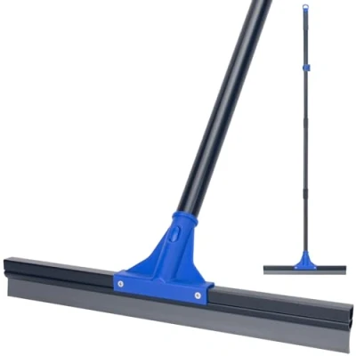 Image of Floor Squeegee with Long Handle 59&#039;&#039;, Heavy Duty 18&quot; Rubber Broom for Concrete Floor, Bathroom Tile, Garage