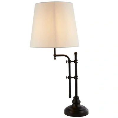 Image of Munich Adjustable Wall Light, Matt Black, Linen Shade