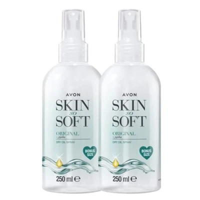 Image of 2 x Avon Large Skin So Soft Dry Oil Spray, Formulated with Jojoba and Vitamin E to Lock in Moisture, 250ml