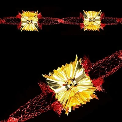 Image of Christmas Foil Ceiling Decoration 20cm 4 Section Full Garland Red gold Decorations Premier by