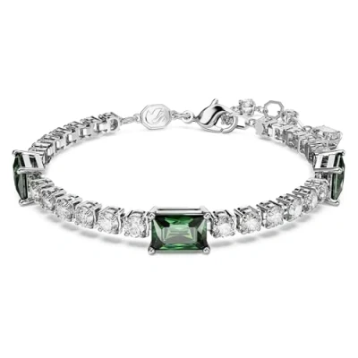 Image of Swarovski Matrix Tennis Bracelet, White and Green Crystals in a Rhodium Plated Setting, from the Collection