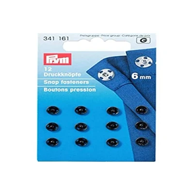 Image of Prym Sew On Snap Fasteners brass black 6 mm, Metal