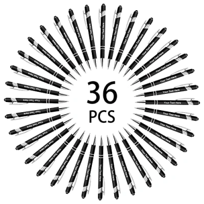 Image of Hapelf Up to 500 Bulk Custom Pens Personalised Engraved Laser Ballpoint Promotional with Names Stylus Tip Retractable Black Ink Pen for Women Men Wedding Christmas 100 Pcs