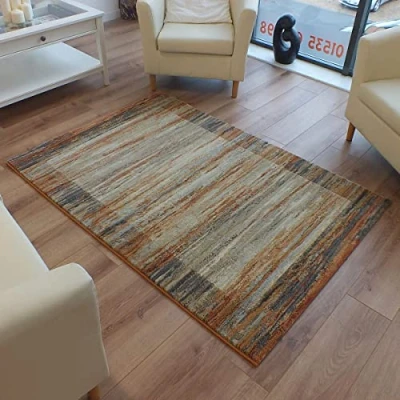 Image of Galleria Rug 63138 9248 Marble Terracotta, Beige, Charcoal &amp; Tungsten Blue 0.8m x 1.5m (2&#039;6 5&#039; approx)