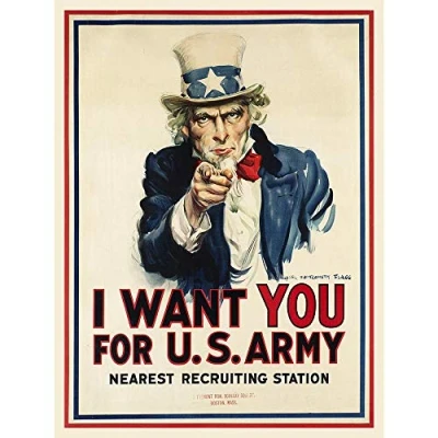 Image of Wee Blue Coo War Wwi USA Uncle Sam Want You Army Iconic Art Print Poster Wall Decor 12X16 Inch