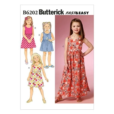 Image of Butterick Patterns 6202, Children&#039;s/Girls Dress and Culottes,Sizes, Multi Colour, CDD (2 3 4 5)