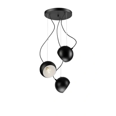 Image of Inez Cluster Pendant Ceiling Light Black, 3x E27