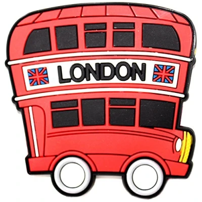 Image of British London Union Jack PU Fridge Magnet (London Bus)