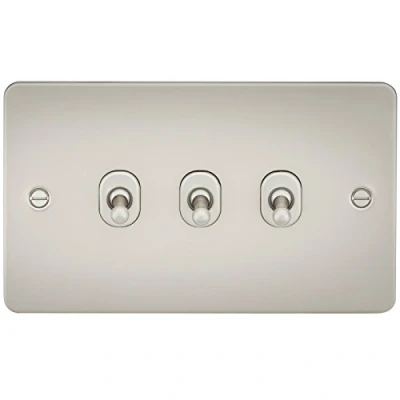 Image of KnightsBridge Flat Plate 10AX 3G 2 way toggle switch pearl