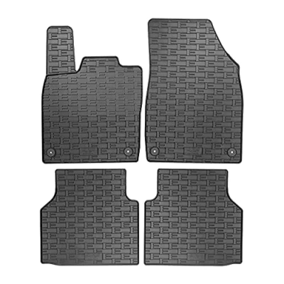 Image of Rubber car mats set (LHD) compatible with Volkswagen ID.4 / ID.5 2020 &amp; Skoda Enyaq iV incl. Coupé Audi Q4 E Tron (F4B) Cupra Tavascan 2023 (4 pieces + fixing system)