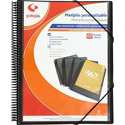 Image of Grafoplás 39846010 Maxiplas Personalised Spiral Folder, 60 Covers, Black, 30.8 x 24 22