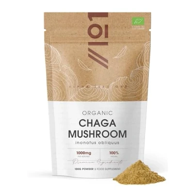 Image of Organic Chaga Mushroom Powder 100g Pure Inonotus Obliquus Supplement Resealable and Recyclable Pouch by Alpha01