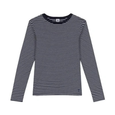 Image of Petit Bateau Women&#039;s A0D46 Long Sleeve T Shirt, Blue/White, XL