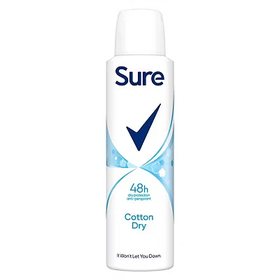 Image of Sure Women Cotton Dry Antiperspirant Deodorant Aerosol 150ml