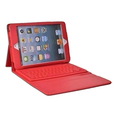Image of Leather Case Cover with Bluetooth Wireless Keyboard for iPad Mini (red)