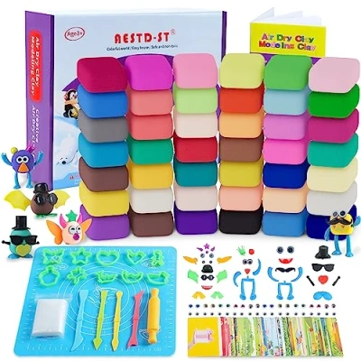 Image of Air Dry Clay Kit, 42 Corlors Modelling for Kids, Safe &amp; Non Toxic Ultra Light DIY Model Magic Clay, Molding with Sculpting Tools,Arts and Crafts Kits Kids Boys Girls Toys.