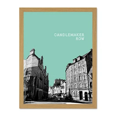 Image of Wee Blue Coo Edinburgh Candlemaker Row Teal 18x24 Large Framed Art Print Poster Wall Decor inch