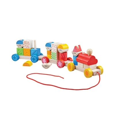 Image of Bigjigs Toys Wooden Build Up Train Pull Along for Babies and Toddlers
