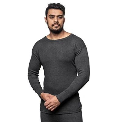 Image of GA COMMUNICATIONS Mens Thermal T Shirt Underwear Warm Winter Long Sleeve Vest Base Layer TOP S XXL (Charcoal Grey, XXL)