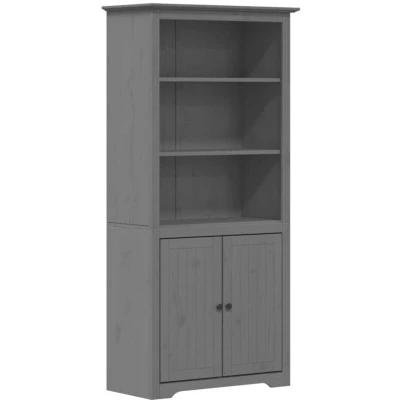 Image of vidaXL Bookcase BODO Grey 80x40x172 cm Solid Wood Pine