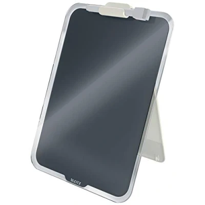 Image of Leitz Glass Dry Wipe Personal Desktop Easel Whiteboard, Cosy Range, Velvet Grey, 39470089