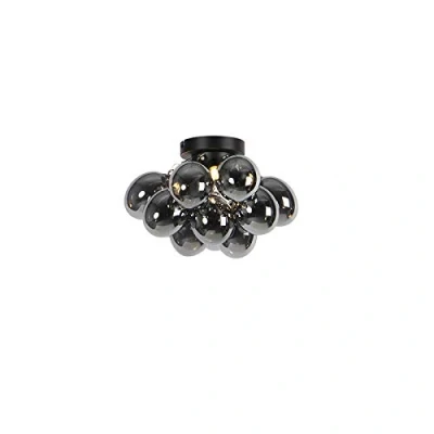 Image of Qazqa Design Ceiling Lamp I Flush Light Black with Smoke Glass 3 Uvas Suitable for LED G9 Living Room Kitchen B