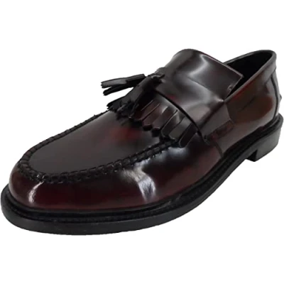 Image of Ikon SELECTA Mens Polished Leather Tassel Loafers Oxblood UK 9
