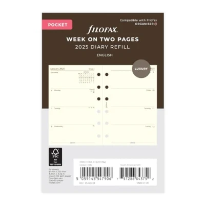 Image of Pocket Week on two pages cotton cream English 2025