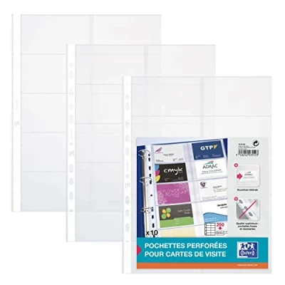 Image of Elba Business Card Pockets Multipunched A4 PVC Size 55x95mm Pack 10 Ref 100206988