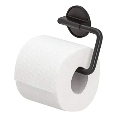 Image of Tiger Tune Toilet Roll Holder, No Drilling Required Thanks to 3M Self Adhesive Backing System, Optional Mounting with Screws and Plugs, Black Metal Brushed, Black, 15 x 10 2.6 cm