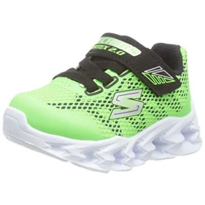 Image of Skechers 400602N LMBK Sneaker, Lime Synthetic/Black Trim, 4 UK