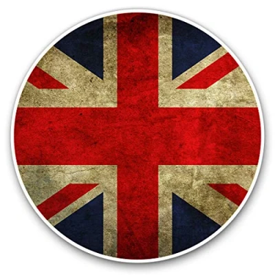 Image of Vinyl Stickers (Set of 2) 10cm Vintage Union Jack Flag Distressed Decals for Laptops,Tablets,Luggage,Scrap Booking,Fridges, 8887