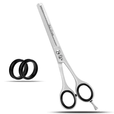 Image of Glamified Professional Hairdressing Shear and Thinning Scissors Stainless Steel Barbers Hair Cutting Teeth for Salon, Children, Men &amp; Women (Thinning, 6 inches)