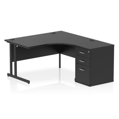 Image of Impulse 1400 RH Crescent Desk Cantilever Black/Black 600 High Ped