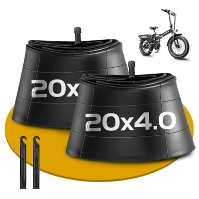 Image of 2 Pack 20 x 4.0 Fat Tire Tube Schrader Valve, Puncture Proof Bike Tubes for 4 Bicycle Tire, Butyl Rubber Inner EBike/Electric Bike/Mountain