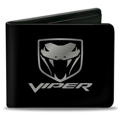 Image of Buckle Down unisex adult Wallet Dodge Viper Black/Silver Logo Bi Fold multi