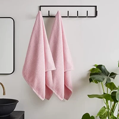 Image of Catherine Lansfield Quick Dry Cotton Bath Sheet Pair Pink