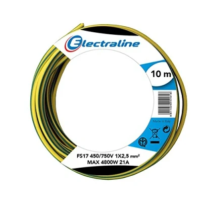 Image of Electraline 13171 Unipolar Cable FS17, Section 1 x 2.5 mm², Yellow/Green, 10 M