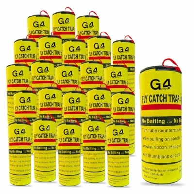Image of G4GADGET 8 Pack Fly Paper Set Sticky Catchers for Indoor &amp; Outdoor Use Fruit Traps, Insect Strips, Non Toxic