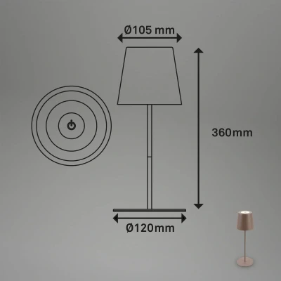 Image of BRILONER Rechargeable lamp with usb c, desk touch, dimmable in steps, warm white light colour, IP44, bedside lamps, table lamp, battery lamps for living room, 36x10.5cm, sand
