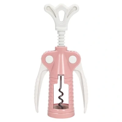 Image of Corkscrew Wine Bottle Red Opener Bottles Remover Traditional Design with Lever Arm and Worm for Opening Beer (Pink)